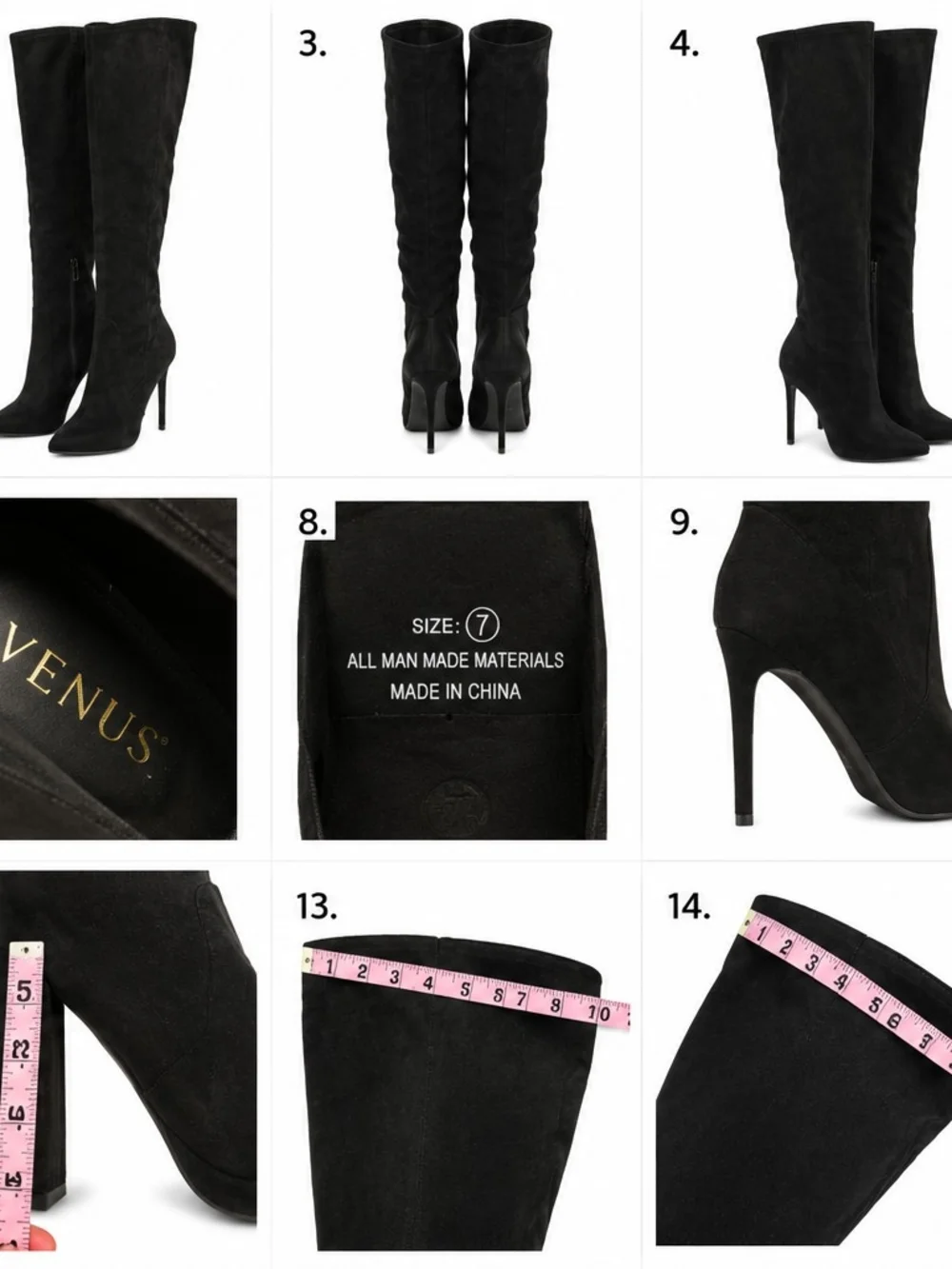 VENUS Black Over-the-Knee Stiletto Boots